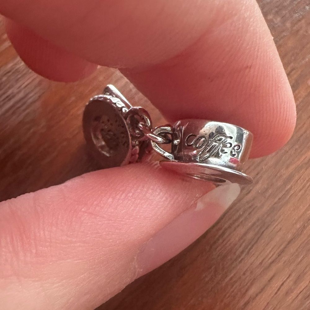 NWOT Coffee & Book S925 Silver Pandora FIT Dangle Charm - Picture 4 of 8